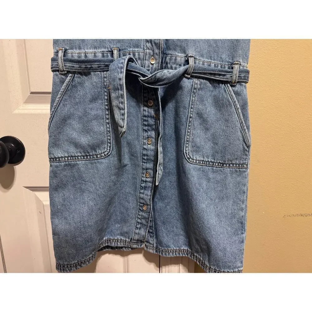 Levi's Big Girls Utility Buttoned Denim Dress Organic Belt Waist XL (13-15 yrs)